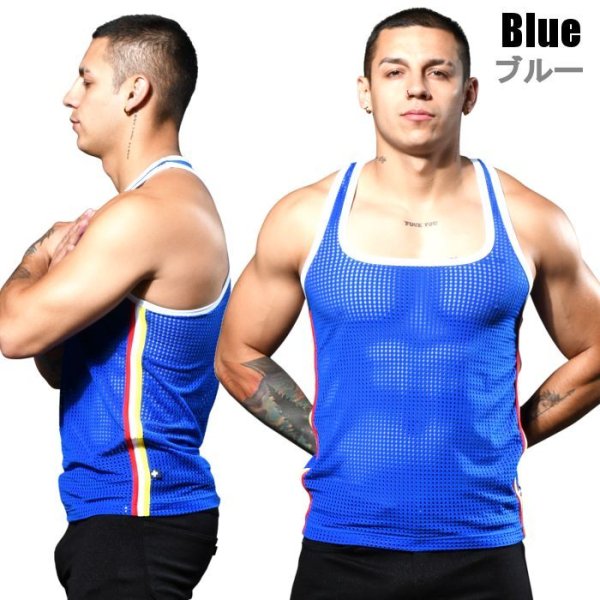 Photo6: [Andrew Christian] FIT MESH SQUARE NECK TANK