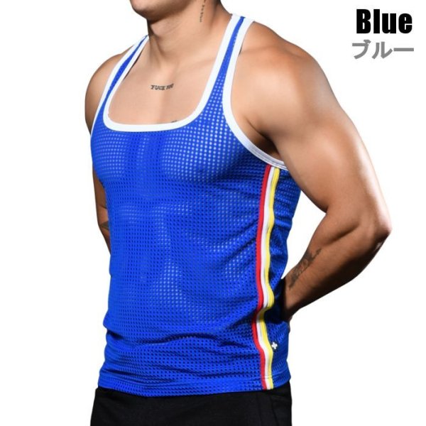 Photo7: [Andrew Christian] FIT MESH SQUARE NECK TANK