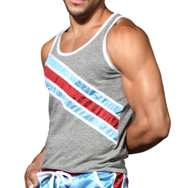 Photo3: [Andrew Christian] Action Stripe Tank Top