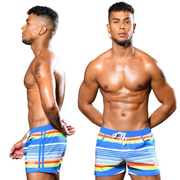 Photo2: [Andrew Christian] Retro Stripe Swim Shorts