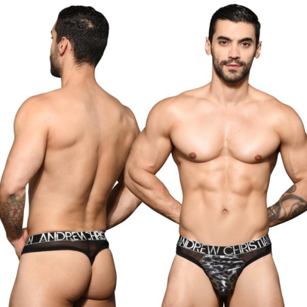 Photo2: [Andrew Christian] Metallic Leopard Sheer Thong w/ Almost Naked