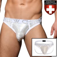 [Andrew Christian] Metallic Snow Strap Jock w/ ALMOST NAKED