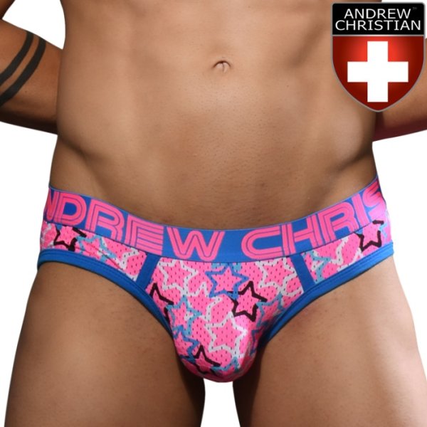 Photo1: [Andrew Christian] Bright Stars Mesh Brief w/ ALMOST NAKED?