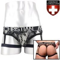 [Andrew Christian] Unleashed Stretch Lace Garter Thong w/ ALMOST NAKED