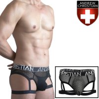 [Andrew Christian] LACE MESH GARTER THONG W/ ALMOST NAKED