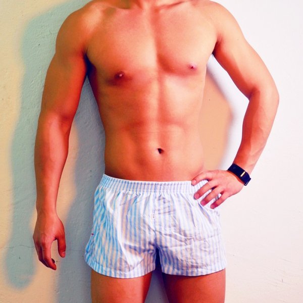 Photo2: D.M. Men's Check/Stripe Trunks Underwear