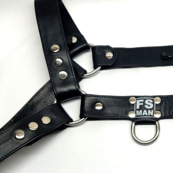 Photo5: [FS Man] Men's Genuine Leather Harness Bulldog Black