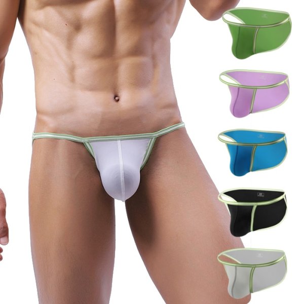 Photo1: Men's Bikini Two-Tone Color Sports Brief Bikini