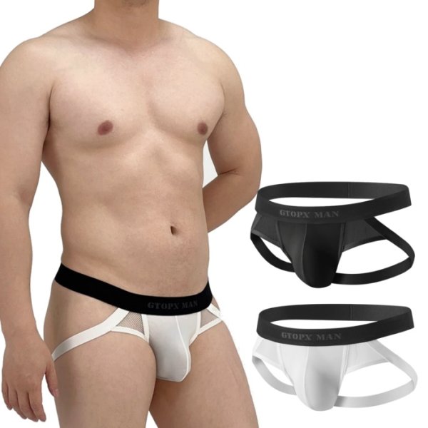 Photo1: [GTOPX] Men's Partial Mesh Fabric See- through Jockstrap