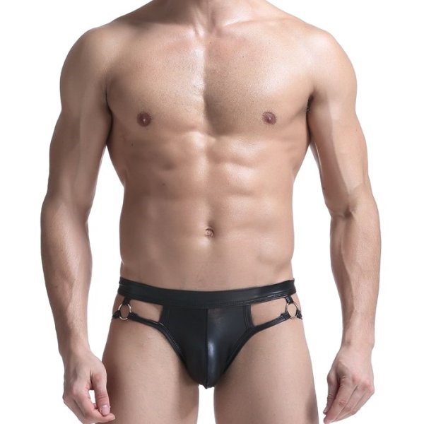 Photo2: Jockstrap Men's Ring Fake Leather Jockstrap