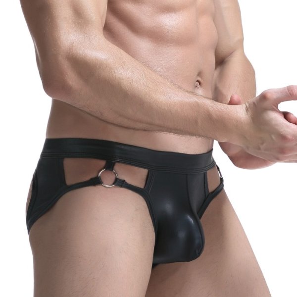 Photo4: Jockstrap Men's Ring Fake Leather Jockstrap
