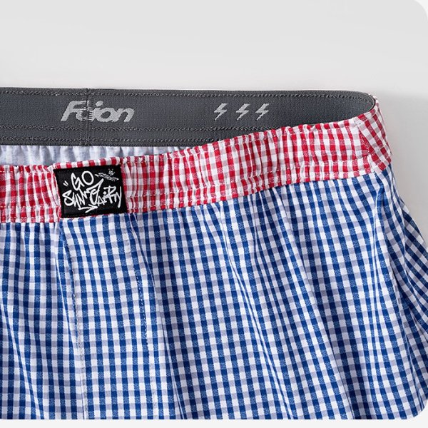 Photo4: Men's Multi-function Soft Fabric Check Pattern Trunks Underwear