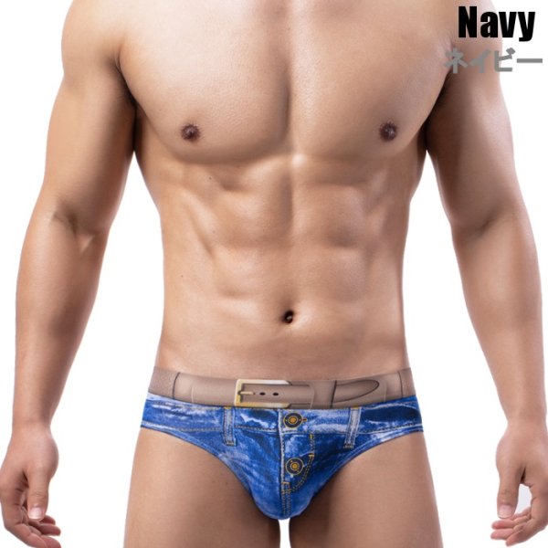 Photo6: Men's Bikini Brief Demin Printing Bikini Brief