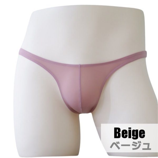 Photo2: Men's Mesh Thong Second Skin Fabric Thong