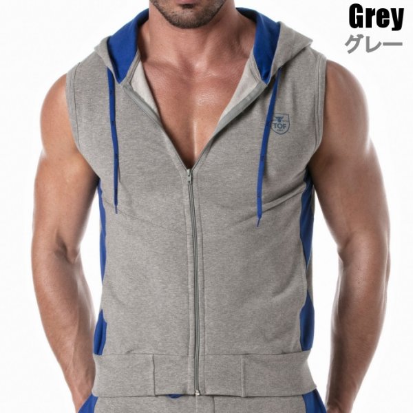 Photo2: [TOF Paris] ZIPPED SLEEVELESS HOODIE