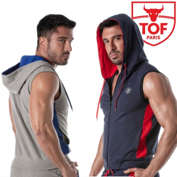 Photo1: [TOF Paris] ZIPPED SLEEVELESS HOODIE