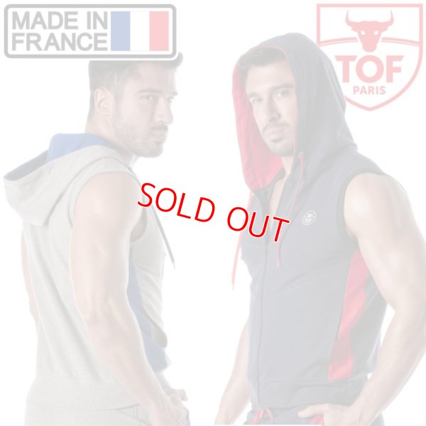 Photo1: [TOF Paris] ZIPPED SLEEVELESS HOODIE
