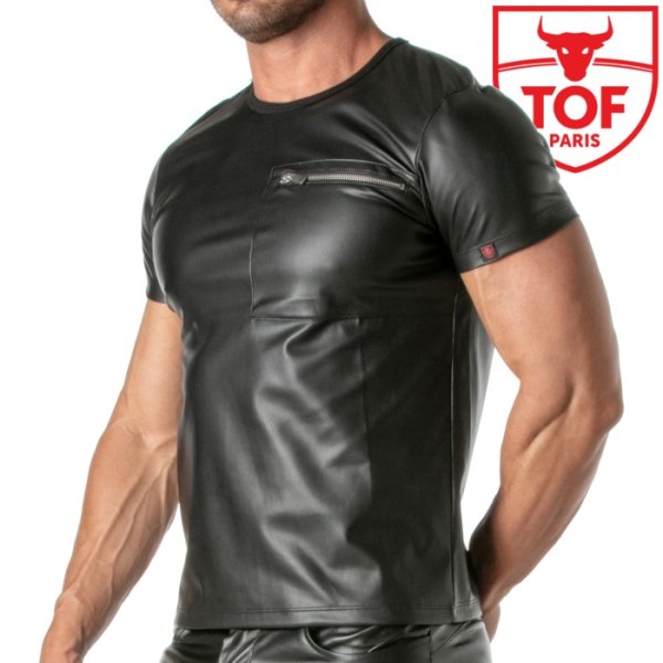 Photo1: [TOF Paris] KINKY ZIPPED POCKET T-SHIRT FOR MEN