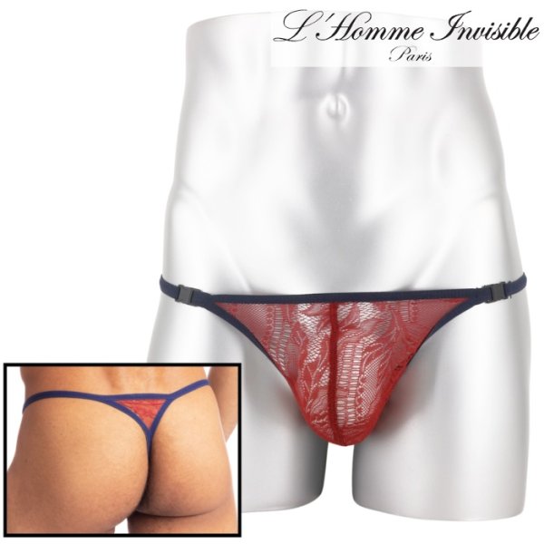 Photo1: [L'Homme Invisible] Red Dahlia - Striptease Thong