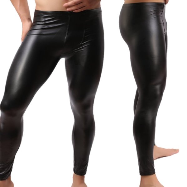 Photo2: Men's Faux Leather Pants