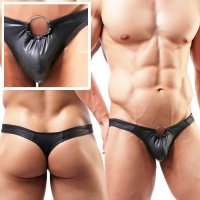 [WowHomme] Artificial Leather Ring Thong