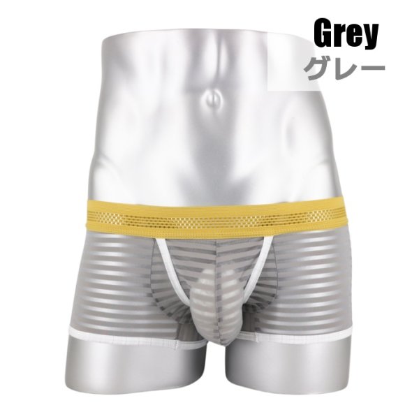 Photo6: Men's Stripe Mesh See-through Boxer Brief