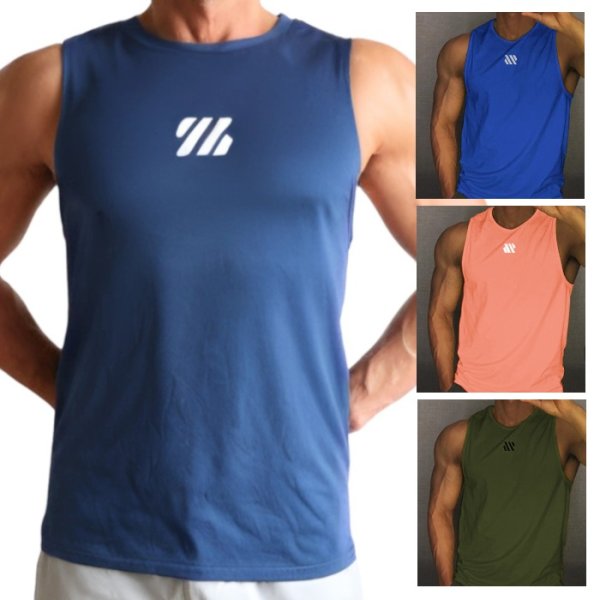 Photo1: Men's Tanktop Workout Sports wear Sleevless shirt