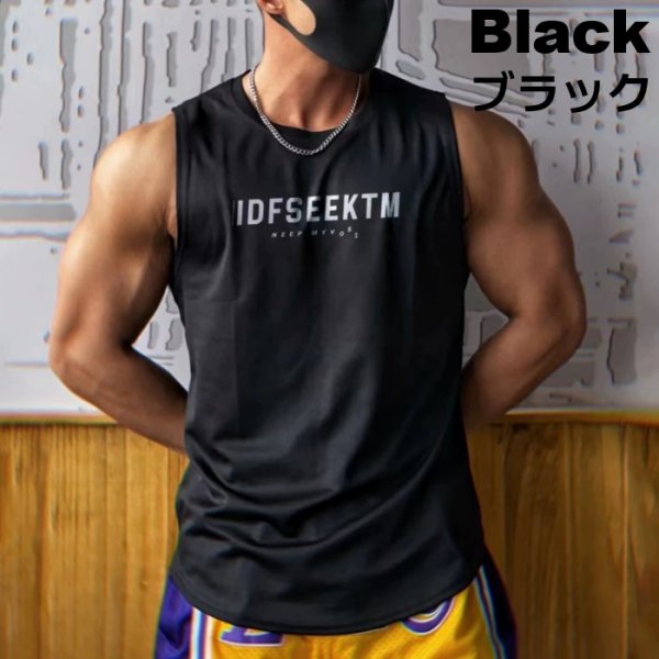 Photo2: Men's Tanktop Workout Sports wear Sleevless shirt