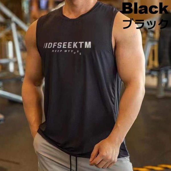 Photo3: Men's Tanktop Workout Sports wear Sleevless shirt