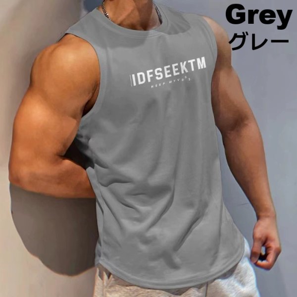 Photo4: Men's Tanktop Workout Sports wear Sleevless shirt