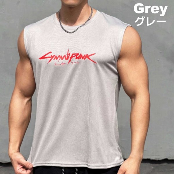 Photo5: Men's Tanktop Workout Sports wear Sleevless shirt
