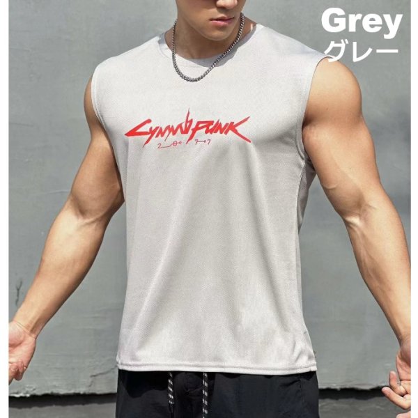 Photo6: Men's Tanktop Workout Sports wear Sleevless shirt