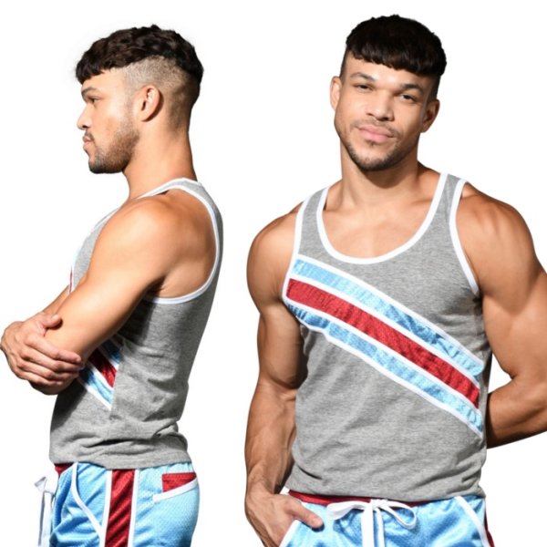 Photo2: [Andrew Christian] Action Stripe Tank Top (2)