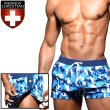 Photo1: [Andrew Christian] Blue Camo Snap Swim Shorts (1)