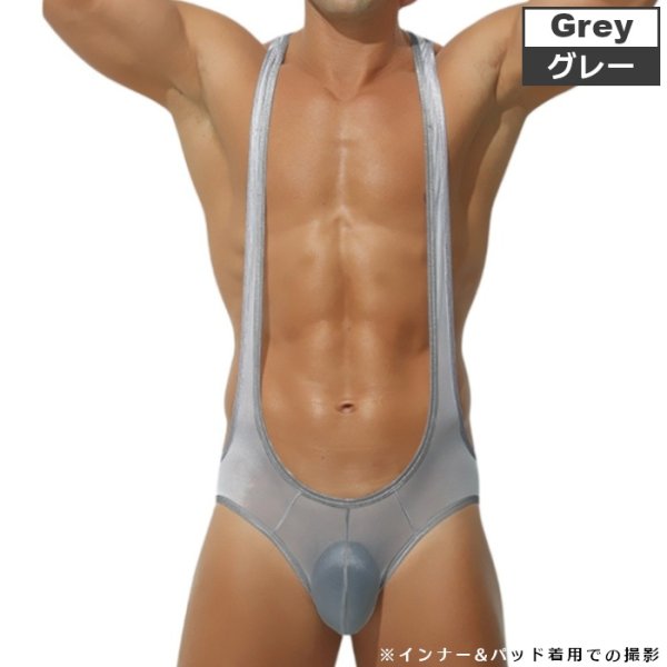 Photo5: Men's Mesh See-through Fabric O-back Singlet (5)