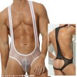 Photo1: Men's Mesh See-through Fabric O-back Singlet (1)