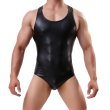 Photo1: Men's Faux Leather Singlet (1)