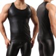 Photo2: Men's Faux Leather Tanktop (2)